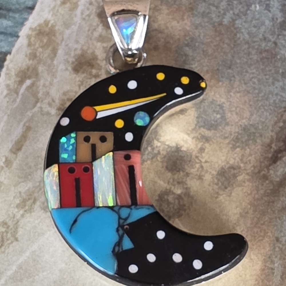 Sterling Silver Crescent Moon (Galaxy) Pendant I Love You to The 🌜Moon & Back